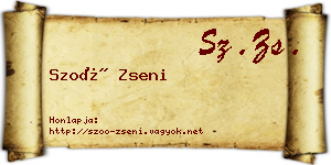 Szoó Zseni névjegykártya